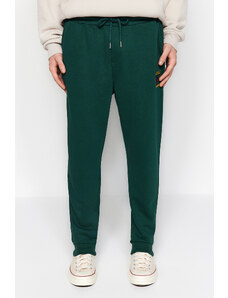 Trendyol Green Regular/Regular Fit Geometric-Text Embroidered Elastic Cuff Sweatpants