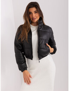 Fashionhunters Black short winter jacket made of eco-leather