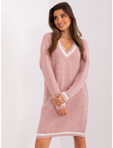 Fashionhunters Light pink loose knitted dress
