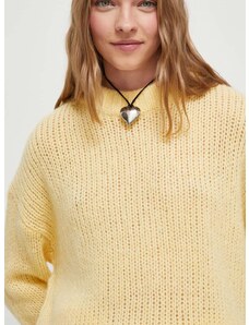 Vlnený sveter HUGO dámsky, béžová farba, teplý