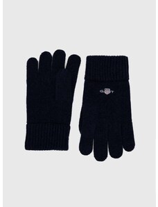 Vlnené rukavice Gant tmavomodrá farba