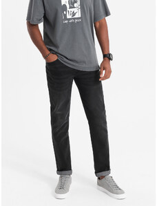 Ombre Clothing Pánske džínsové nohavice STRAIGHT LEG - čierne V1 OM-PADP-0133
