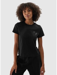 4F Dámske tričko s potlačou z organickej bavlny - čierne