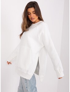 Fashionhunters Ecru hooded sweatshirt with slits