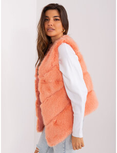 Fashionhunters Asymmetrical fur vest peach