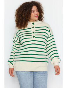 Trendyol Curve zelený pruhovaný pletený sveter