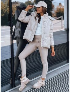 Women's leather jacket COLLAR beige Dstreet