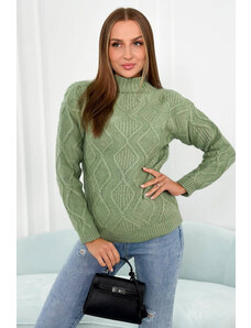Kesi Sweater with decorative knitting - dark mint