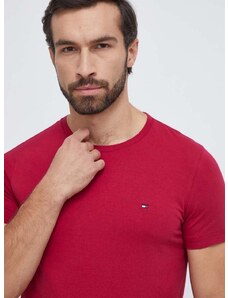 Tričko Tommy Hilfiger pánske, bordová farba, jednofarebné, MW0MW10800