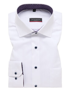 ETERNA Modern Fit pánska ľahká biela košeľa s kontrastom Non Iron popelín
