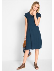 bonprix Úpletové šaty s krátkym rukávom, farba modrá