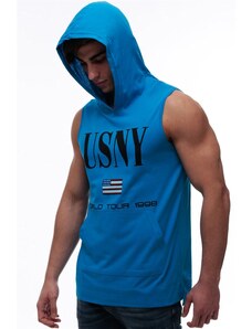 Madmext Hooded Blue Singlet 2887