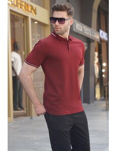 Madmext Claret Red Polo Neck Men's T-Shirt 6113