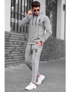 Madmext Men's Gray Hoodie and Tracksuit Set 4680