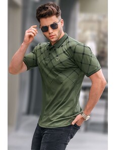 Madmext Khaki Green Buttoned Polo Collar Men's T-Shirt 5867