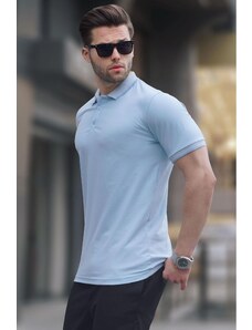Madmext Blue Men's Regular Fit Polo Neck T-Shirt 6105