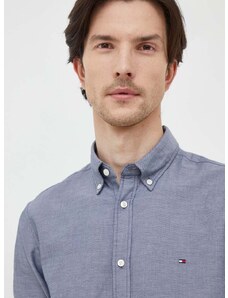 Bavlnená košeľa Tommy Hilfiger pánska,tmavomodrá farba,slim,s golierom button-down,MW0MW33782