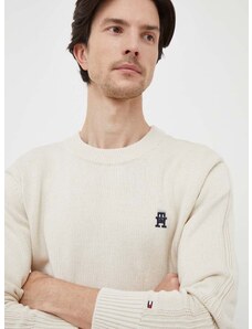 Bavlnený sveter Tommy Hilfiger béžová farba, tenký