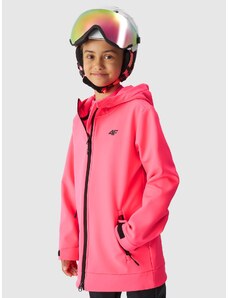 4F Dievčenská vetroodolná softshellová lyžiarska bunda s membránou 5000 - ružová