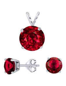 Ligot Set strieborných šperkov s červeným krištáľom náušnice a prívesok. JJJS7RR1