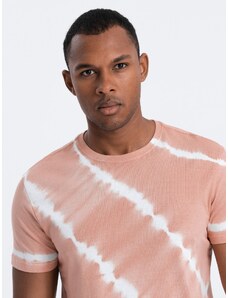 Ombre Clothing TIE DYE pánske bavlnené tričko - ružové V2 S1622