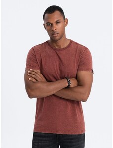 Ombre Clothing Pánske tričko s efektom ACID WASH - červené V3 S1638