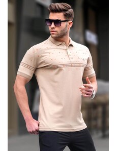 Madmext Beige Men's Polo Neck T-Shirt 6077