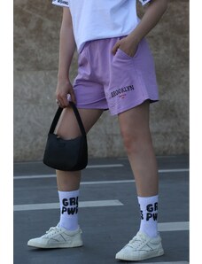 Madmext Mad Girls Lilac Printed Shorts
