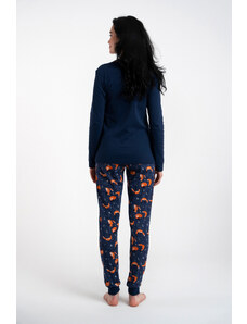 Italian Fashion Wasilla women's pyjamas, long sleeves, long pants - navy blue/print