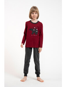 Italian Fashion Boys' pyjamas Morten, long sleeves, long trousers - burgundy/dark melange