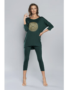 Italian Fashion Pyjamas Mandala 3/4 sleeve, 3/4 leg - green