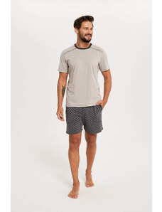 Italian Fashion Men's pyjamas Abel, short sleeves, short legs - beige/print