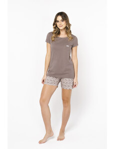 Italian Fashion Juliana women's pyjamas, short sleeves, short legs - cappuccino/print
