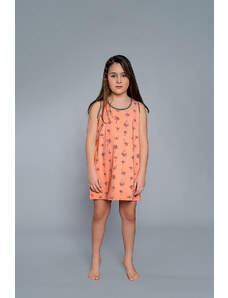 Italian Fashion Madeira girls' shirt with wide straps - apricot print