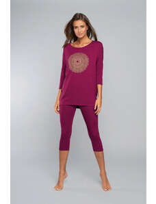 Italian Fashion Pyjamas Mandala 3/4 sleeve, 3/4 leg - wine