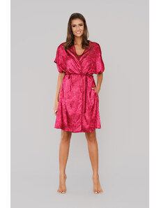 Italian Fashion Women's dressing gown Impresja with short sleeves - burgundy