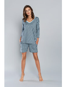 Italian Fashion Pyjamas Savitri 3/4 sleeve, short leg - print/blue
