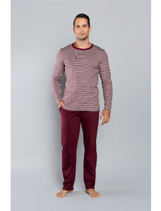 Italian Fashion Men's pajamas Hilton long sleeves, long pants - melange-burgundy/burgundy
