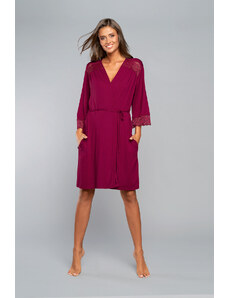 Italian Fashion Samaria bathrobe with 3/4 sleeves - burgundy