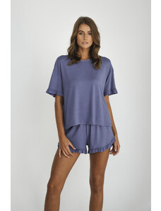 Italian Fashion Stylish women's pajamas, short sleeves, shorts - blue