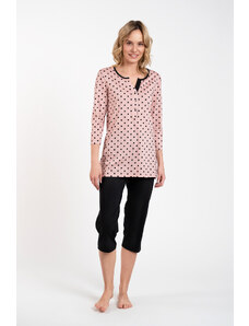Italian Fashion Pajamas Marit 3/4 sleeve, 3/4 legs - print/black
