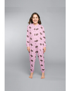 Italian Fashion Pumba Children's Jumpsuit with Long Sleeves, Long Pants - Wild Pink
