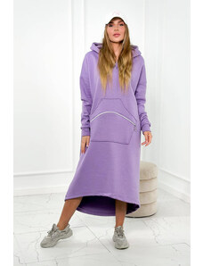 K-Fashion Zateplené šaty s kapucňou fialka