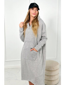 K-Fashion Zateplené šaty s kapucňou šedý