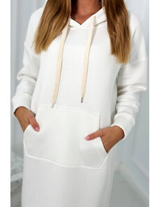 K-Fashion Dlhé šaty s kapucňou ecru