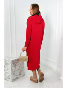 K-Fashion Dlhé šaty s kapucňou červený