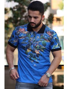 Madmext Sax Flower Detailed Polo T-Shirt 2885