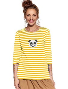 Piskacie Dámske tričko s pandou, farba pásik medový, veľkosť xxs