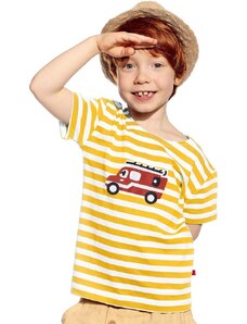 Piskacie Chlapčenské tričko hasiči, farba pásik medový, veľkosť 86