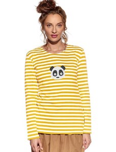 Piskacie Dámske tričko s pandou, farba pásik medový, veľkosť xxs